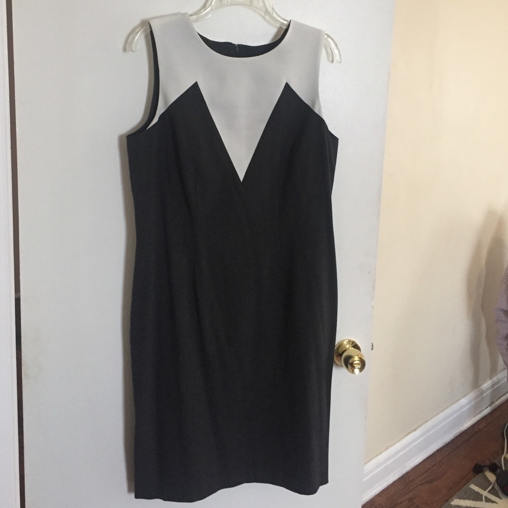 Ann Taylor Charcoal and Cream Sheath Dress